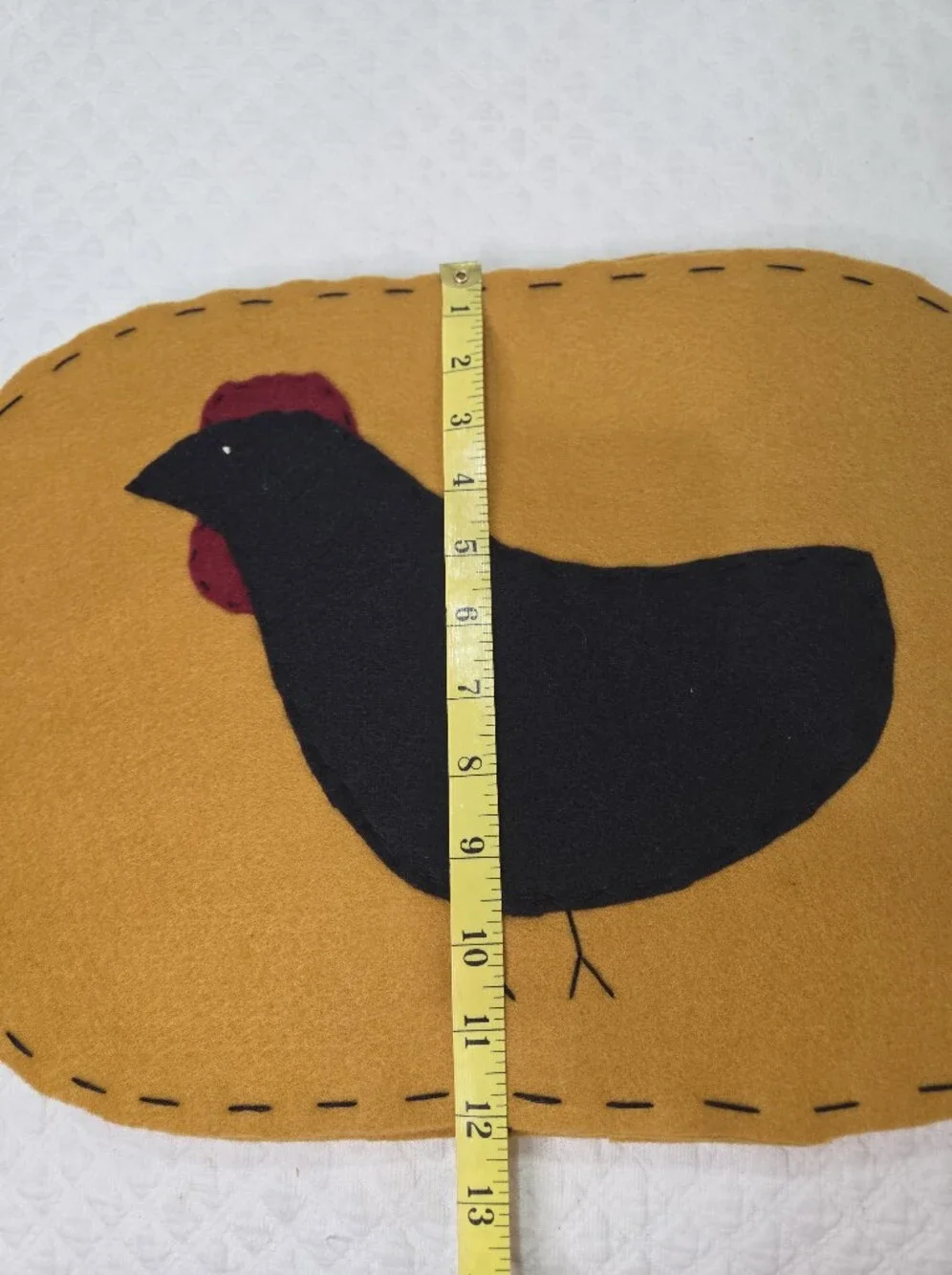 Folk Art Chickens Placemats Set of 4 Felt Handmade Burnt Orange 18x12 Fall Autum